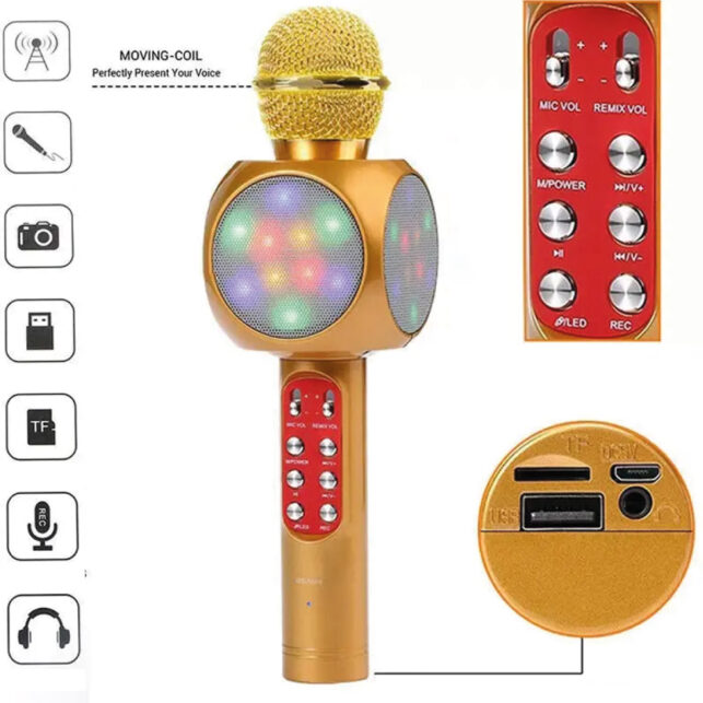 Microfone Youtuber Bluetooth para Karaokê com Caixa de Som Integrada, Função de Gravação e Mudança de Voz, Iluminação LED Colorida, Ideal para Criação de Conteúdo - Imagem 4