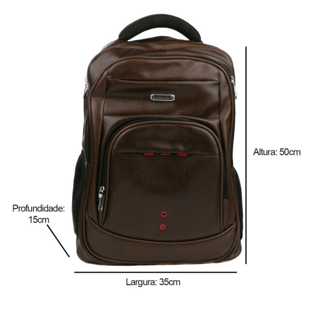 Mochila Executiva Masculina em Couro Impermeável com Compartimento para Notebook, Ideal para Trabalho e Viagens. - Imagem 4