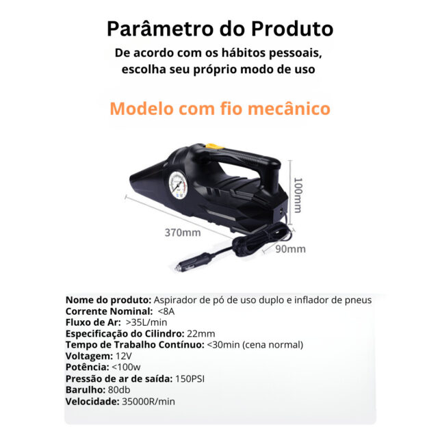 Aspirador de Pó Portátil 12V para Carro – Compacto e Eficiente - Imagem 3