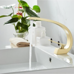 Torneira Cascata Curva Monocomando para Banheiro, Cores Preto | Cromado | Rosé, Quente e Fria - Imagem 3