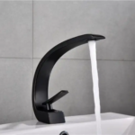 Torneira Cascata Curva Monocomando para Banheiro, Cores Preto | Cromado | Rosé, Quente e Fria - Imagem 2