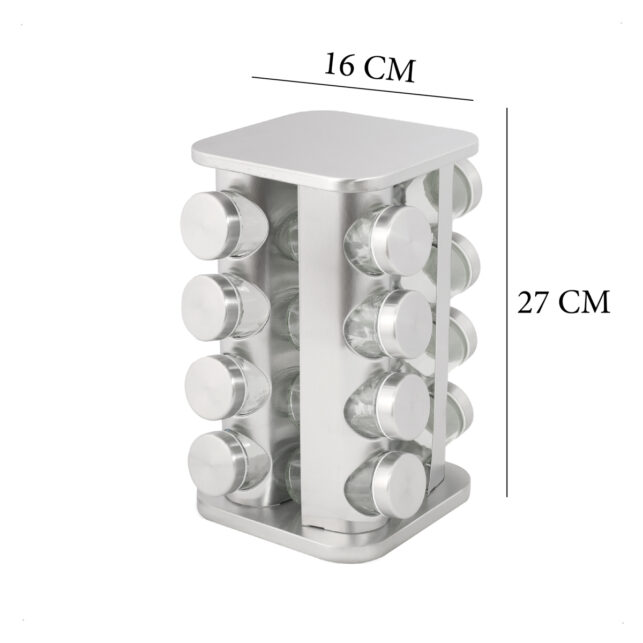 15214127846_PORTA20CONDIMENTOS20QUAD201620POTES204.jpg Porta Tempero Condimentos Cozinha Inox Quadrado Giratório 16 Potes - Imagem 3