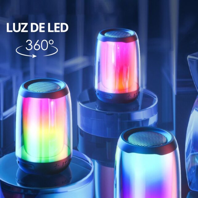 Mini Caixa de Som Bluetooth TWS Portátil LED RGB USB TF AUX Compacta Alta Qualidade Cores - Imagem 2