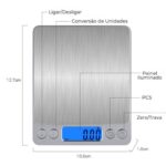 Mini Balança Digital de Cozinha com Alta Precisão, display LCD, Acabamento em Aço Inox - Imagem 3