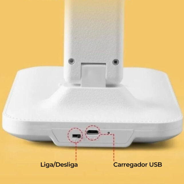 luminária mesa Touch 3 níveis Luz Branco Quente Recarregável - Imagem 6
