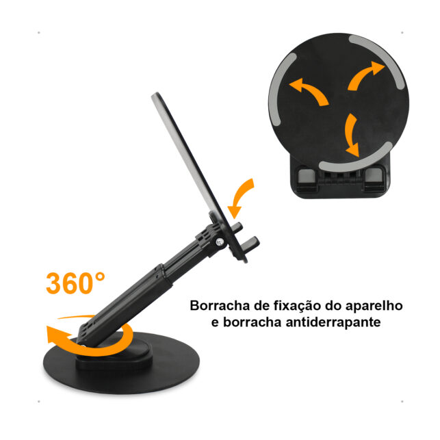 Suporte de Mesa Ajustável em Plástico para Celular e Tablet Universal Leve e Portátil - Imagem 5