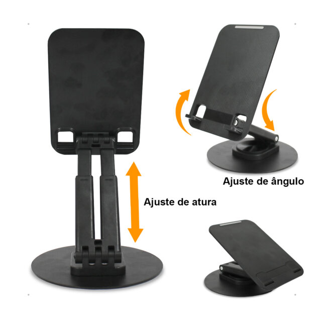 Suporte de Mesa Ajustável em Plástico para Celular e Tablet Universal Leve e Portátil - Imagem 4