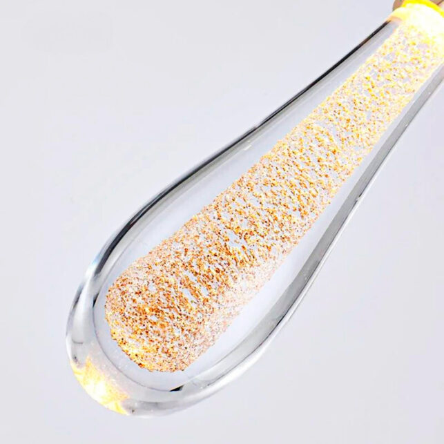 Luminária Pendente Gota Cristal de Areia com LED  Integrado Brilho Dourado 3000K Quarto | Sala | Área Gourmet - Imagem 3