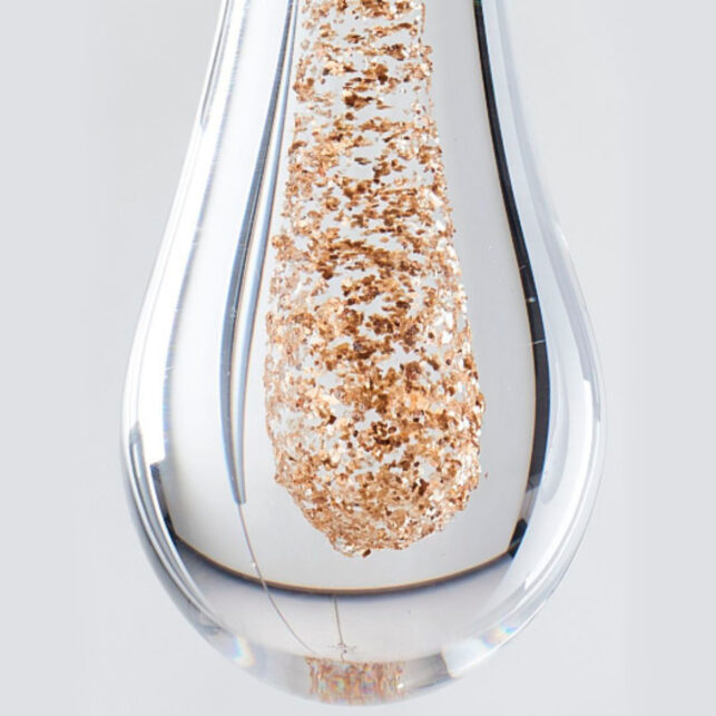 Luminária Pendente Gota Cristal de Areia com LED  Integrado Brilho Dourado 3000K Quarto | Sala | Área Gourmet - Imagem 2