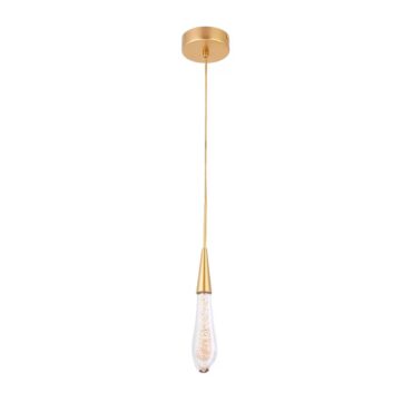 Luminária Pendente Gota Cristal de Areia com LED Integrado Brilho Dourado 3000K Quarto | Sala | Área Gourmet