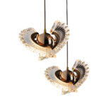 Lustre Pendente Pingente Dourado 19cm com Cristal LED e Suspensão Articulada – Design Sofisticado