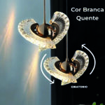 Lustre Pendente Pingente Dourado 19cm com Cristal LED e Suspensão Articulada – Design Sofisticado - Imagem 3