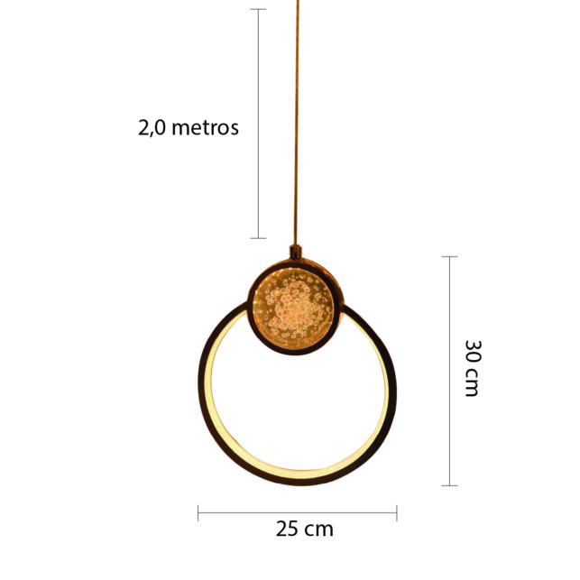 Lustre Saturno para Teto em Acrílico 20cm x 5cm, Moderno e Sofisticado - Imagem 2