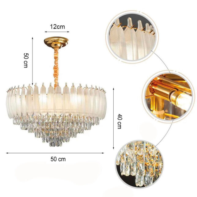 15253881734_2205-1.jpg Lustre Pendente Cristal para Teto – Tamanho 50x50cm, Design Elegante e Sofisticado para Sala, Cozinha e Escritório - Imagem 2