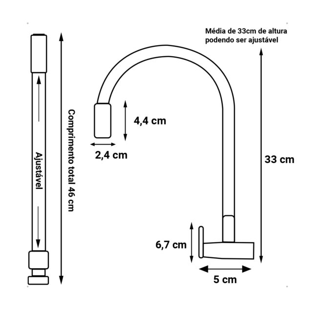 Torneira Cozinha Flexível Fria 2 Jatos Premium Black/Preta Parede Acabamento Cromado ¼ de volta - Imagem 6