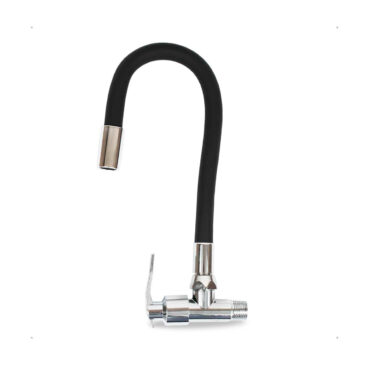 Torneira Cozinha Flexível Fria 2 Jatos Premium Black/Preta Parede Acabamento Cromado ¼ de volta