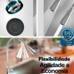 Torneira de Metal para Cozinha, Resistente, Durável, Acabamento de Alta Qualidade - Imagem 6