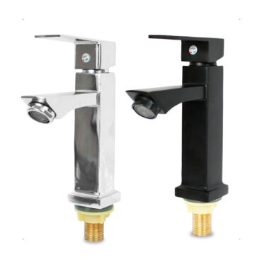 Torneira Bancada Banheiro Lavabo Gourmet Quadrada 1 / 4 Luxo Alto Padrão Cor Prata | Preto