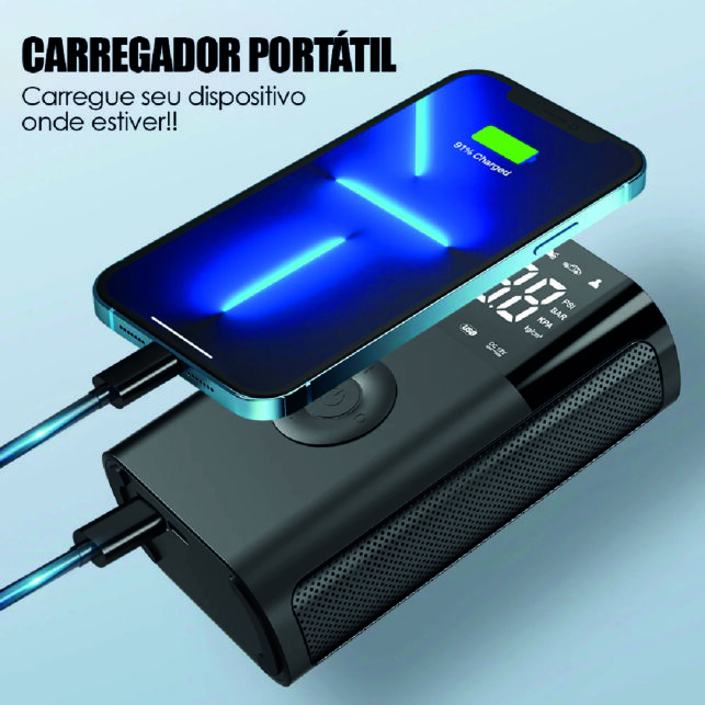 Mini Compressor de Ar Portátil Recarregável, Bateria USB, para Carros, Motos e Bicicletas - Imagem 7