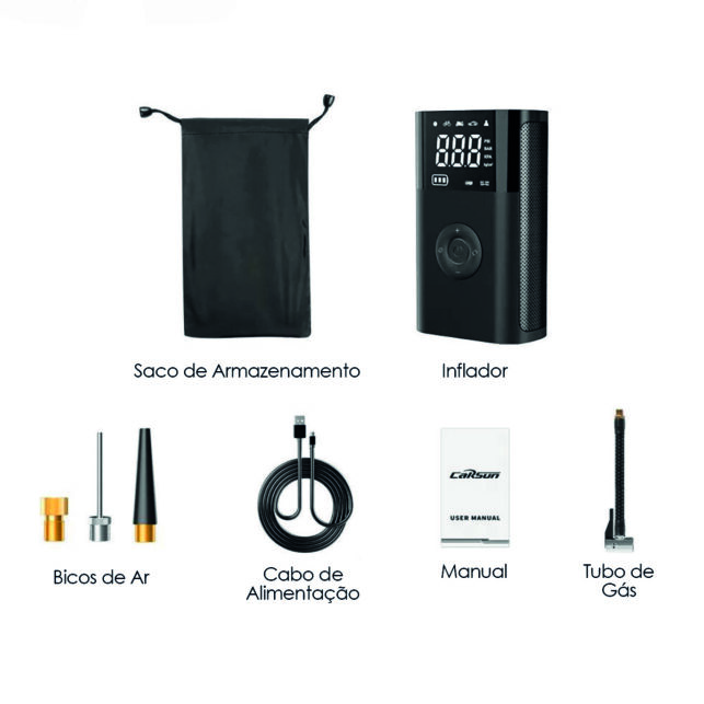 Mini Compressor de Ar Portátil Recarregável, Bateria USB, para Carros, Motos e Bicicletas - Imagem 2