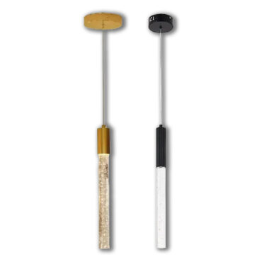 Lustre Pendente 20cm Para Sala l Balcão l Quarto Teto Tubo Metal e Acrílico Cor Preto e Dourado