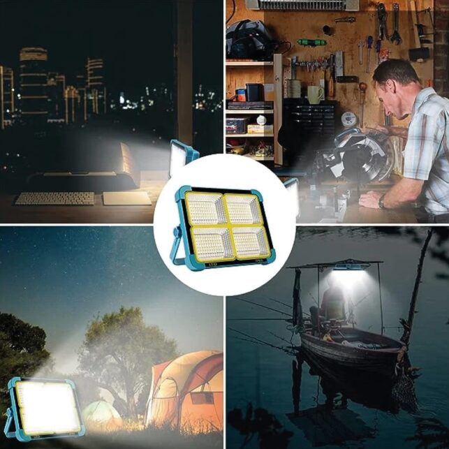 Refletor LED Solar Bateria Portátil Recarregável 100W - Imagem 4