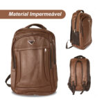 Mochila Masculina Reforçada em Couro Impermeável para Viagem, Trabalho e Escola, Disponível em Preto e Marrom - Imagem 2