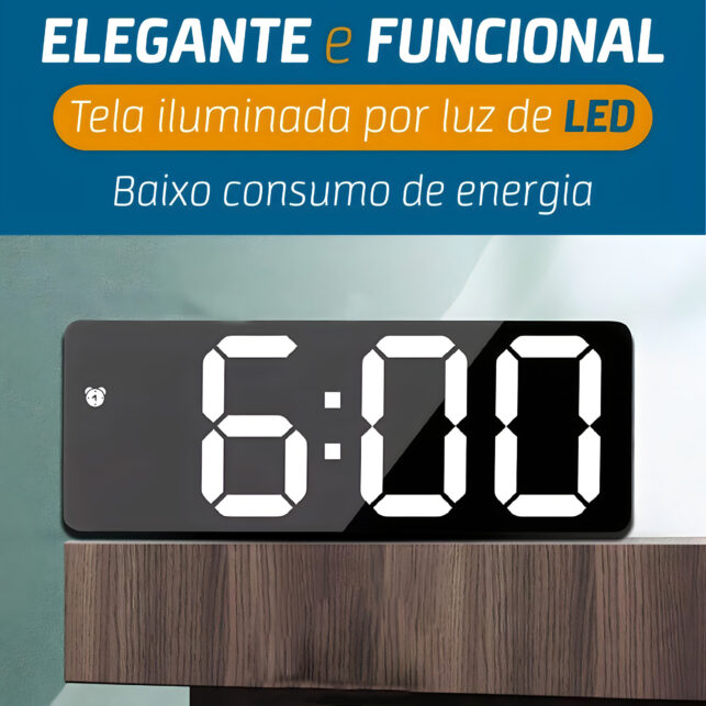 Relógio Digital LED Despertador Mesa Parede Alarme Data USB Pilha - Imagem 6