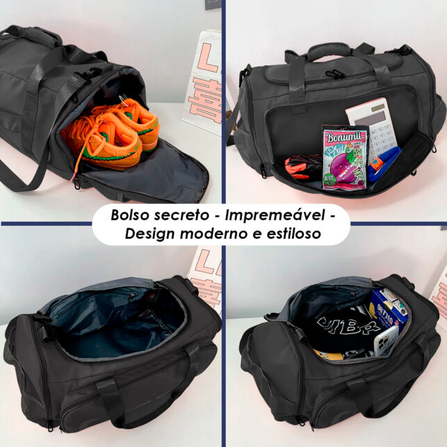 Bolsa Mala Mochila Academia Fitness Esportiva, Impermeável, Grande e Resistente, Ideal para Viagens e Esportes - Imagem 4