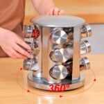 Porta Temperos Giratório Aço Inox com 12 Potes Cozinha Organizada - Imagem 7