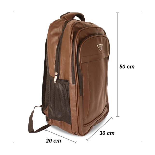 Mochila Masculina Reforçada em Couro Impermeável para Viagem, Trabalho e Escola, Disponível em Preto e Marrom - Imagem 4
