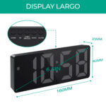 Relógio Digital USB Espelhado LED Mesa, Despertador e Temperatura, Cores Branco, Verde, Vermelho - Imagem 2