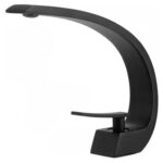 Torneira Cascata Curva Monocomando para Banheiro, Cores Preto | Cromado | Rosé, Quente e Fria