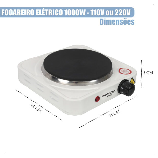 Fogão Elétrico Cooktop de Mesa 1 Boca 1000W – Design Moderno, Compacto e Portátil - Imagem 3