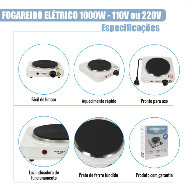Fogão Elétrico Cooktop de Mesa 1 Boca 1000W – Design Moderno, Compacto e Portátil - Imagem 4