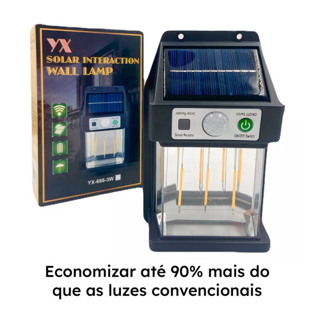 Arandela Solar LED Filamento Colonial Vintage para Parede Externa - Imagem 6