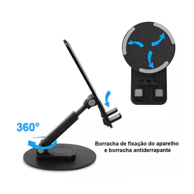 Suporte de Mesa Ajustável em Plástico para Celular e Tablet até 10 Polegadas, Portátil e Leve - Imagem 4