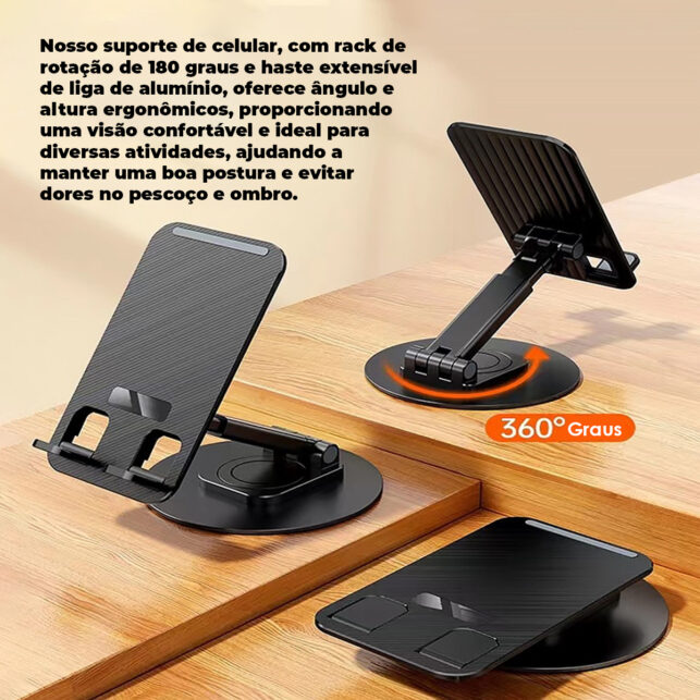 Suporte de Mesa Ajustável em Plástico para Celular e Tablet até 10 Polegadas, Portátil e Leve - Imagem 9