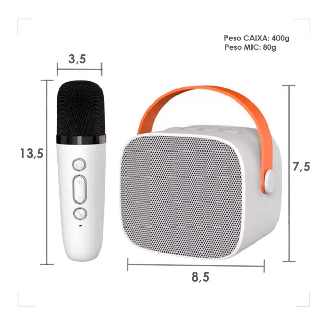 Caixinha de Som com Microfone sem Fio – Som profissional, Material Resistente, Ideal para Karaokê e Eventos - Imagem 2