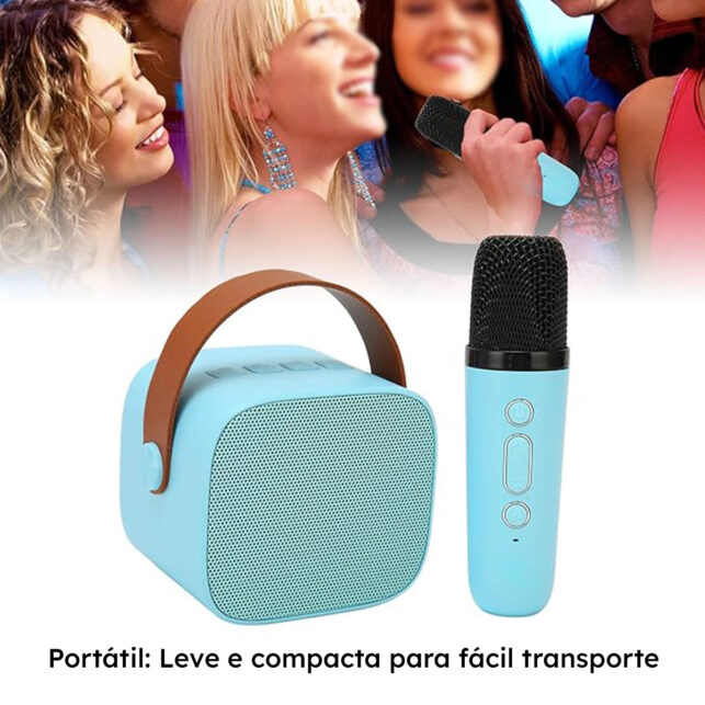 Caixinha de Som com Microfone sem Fio – Som profissional, Material Resistente, Ideal para Karaokê e Eventos - Imagem 6