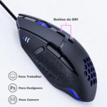 Mouse Gamer USB de Alta Precisão com Peso Interno, LED RGB, Botões Programáveis, 8000 DPI e Cabo de Malha - Imagem 2