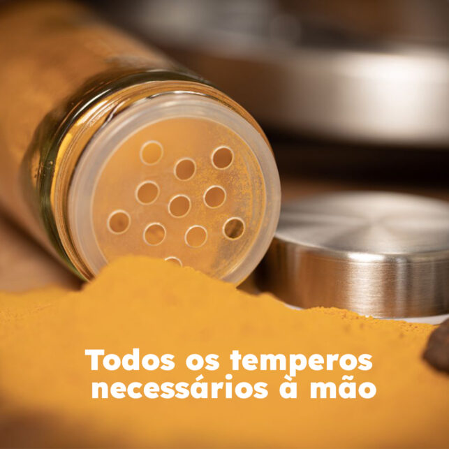 tempero_0000_Todos os temperos necessários à mão Porta Temperos Giratório Aço Inox com 12 Potes Cozinha Organizada - Imagem 8