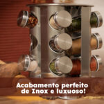 Porta Temperos Giratório Aço Inox com 12 Potes Cozinha Organizada - Imagem 10